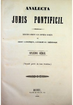 Analecta Juris Pontificii tom VI 1863 r.