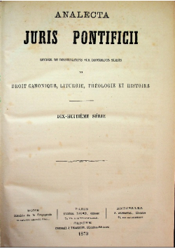 Analecta Juris Pontificii 1879 r.