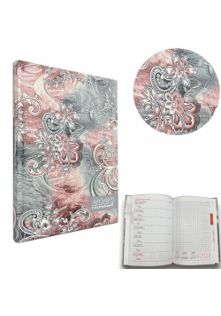 Kalendarz 2024 A5 tygodniowy Paisley szare