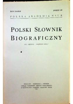 Polski słownik biograficzny Tom XXXIII / 4  zeszyt 139
