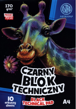 Czarny blok techniczny A4 10 arkuszy 10 sztuk