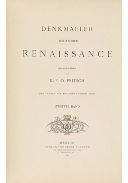 Denkmaeler Deutscher Renaissance Volume Iii
