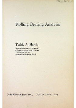 Rolling bearing analysis