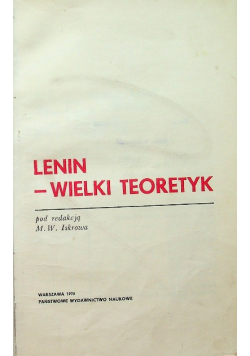Lenin wielki teoretyk