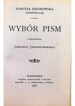 Żmichowska Wybór Pism reprint z 1901 r