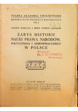 Zarys historii nauki prawa narodów, politycznego i administracyjnego w Polsce 1949 r.