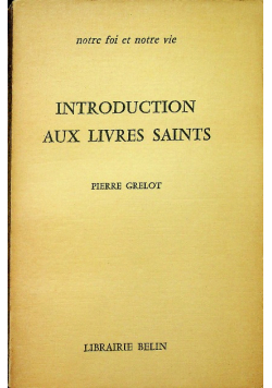 Introduction aux livres saints