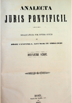 Analecta Juris Pontificii tom II 1857r.