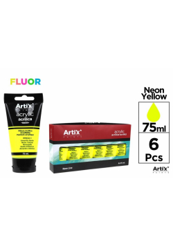 Farba akrylowa fluorescencyjna żółta 75ml (6szt)