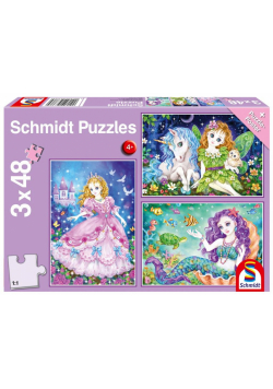 Puzzle 3x48 Księżniczka, wróżka, syrenka G3