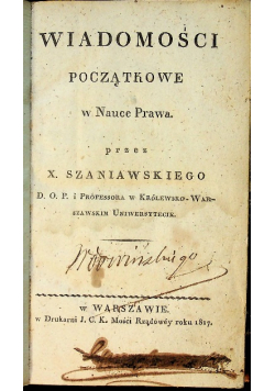 Wiadomości początkowe w nauce prawa 1817 r