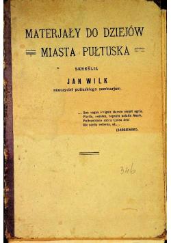 Materiały do dziejów miasta pułtuska 1922 r.