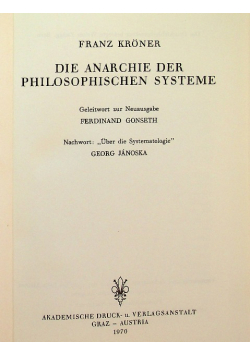 Die Anarchie der philosophischen Systeme Geleitwort zur Neuausgabe
