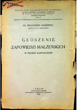 Głoszenie zapowiedzi małżeńskich 1936 r.