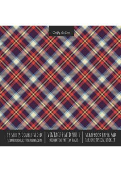 Vintage Plaid 1 Scrapbook Paper Pad 8x8 Scrapbooking Kit for Cardmaking Gifts, DIY Crafts, Printmaking, Papercrafts, Decorative Pattern Pages