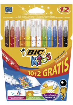 Flamastry KIDS Colour & Erase 10+2 kolory BIC