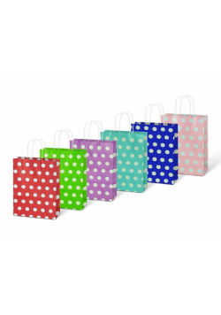 Torebka na prezent kraft 150x210x80 kropka mix