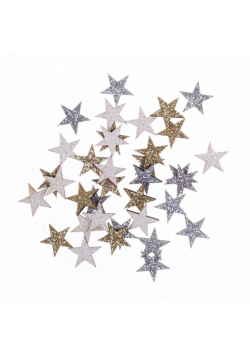 Drewniane brokatowe gwiazdki 1,4cm 36szt