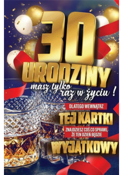 Karnet Urodzinowy 30 + naklejka