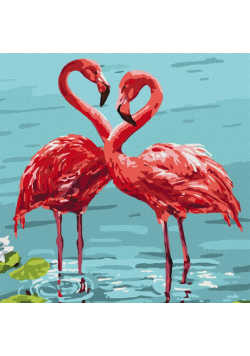 Malowanie po numerach - Jasne flamingi 30x30cm