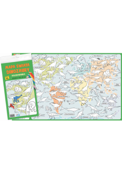 Mapa świata Dinozaury Kolorowanka XL-kolor 2 sztuki