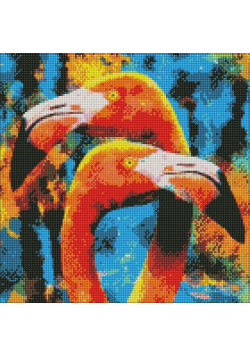 Diamentowa mozaika - Pomarańczowe flamingi 40x40cm