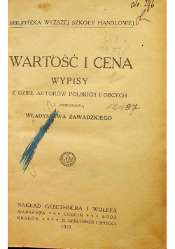 Wartość i cena 1919 r.