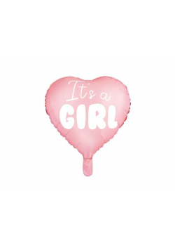 Balon foliowy Serce - It's a girl 45cm jasny róż