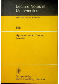 Lecture notes in mathematics Approcimation Theory