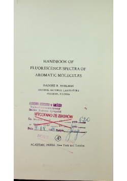 Handbook of fluorescence spectra of aromatic molecules