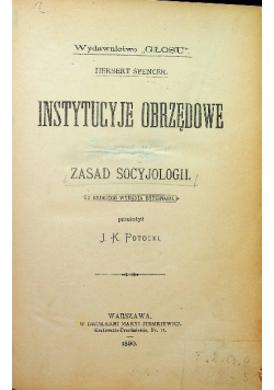 Instytucje obrzędowe 1890 r.