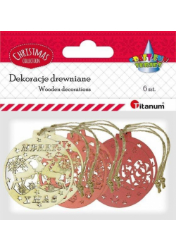 Drewniane zawieszki bombki kolorowe 6szt