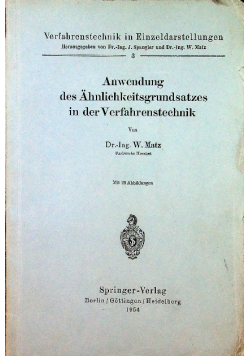 Anwendung des Ahnlichkeitsgrundsatzes in der Verfahrenstechnik