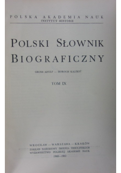 Polski słownik biograficzny Tom IX