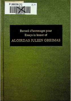 Recueil d hommages pour essays in honor Algirdas Julien Greimas