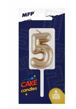 Świeczka złota balon cyfra 5