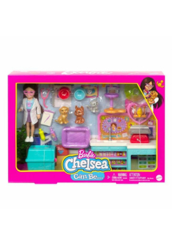 Barbie Chelsea Zestaw weterynarz + lalka