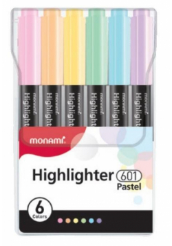 Zakreślacz 601 komplet 6szt Pastel MONAMI