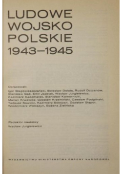 Polski czyn zbrojny w II Wojnie Światowej Ludowe wojsko Polskie 1943 - 1945