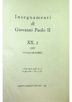 Insegnamenti di Giovanni Paolo II Tom XX  Część 2 1997