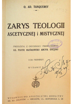 Zarys teologii ascetycznej i mistycznej Tom 1 1949 r.