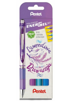 Pióro kulk. EnerGel lawendowe 4 kolory PENTEL