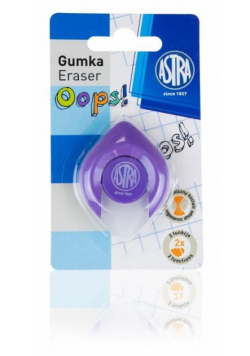 Gumka dwustronna do dług. ścier./ołówków mix ASTRA