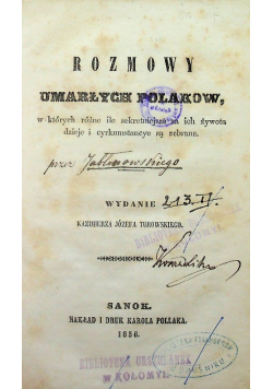 Rozmowy umarłych Polaków / Skrupuł bez skrupułu 1858 r.