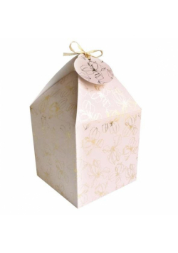 Pudełko na prezenty 11x11cm listki, różowe 4 szt.