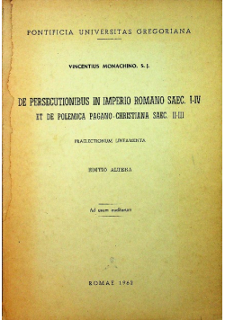 De Persecutionibus In Imperio Romano Saec I - IV