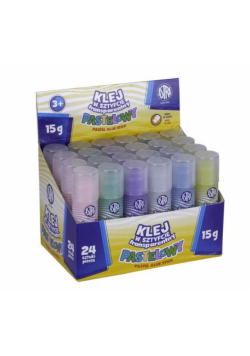 Klej w sztyfcie 15g transparenty pastelowy (24szt)