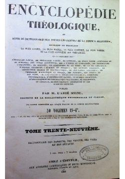 Encyclopedie Theologique Tom 39 1849 r.