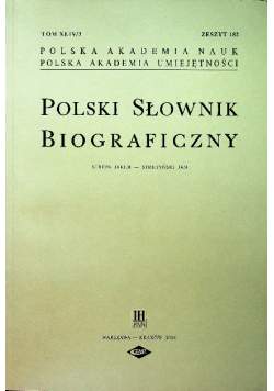 Polski Słownik Biograficzny zeszyt 182