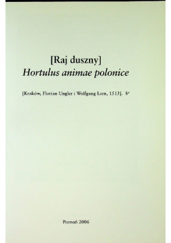Raj duszny  Hortulus animae polonice